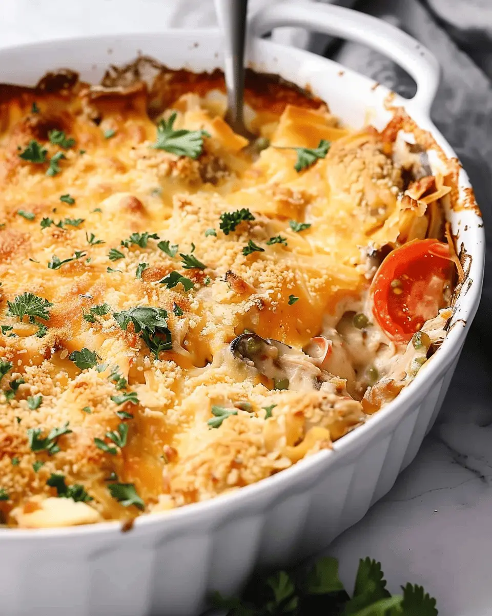 Easy Low Carb Chicken Casserole with Turkey Bacon and Cheese Delight