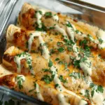 Shredded Chicken Enchiladas with Cheesy Sour Cream Sauce