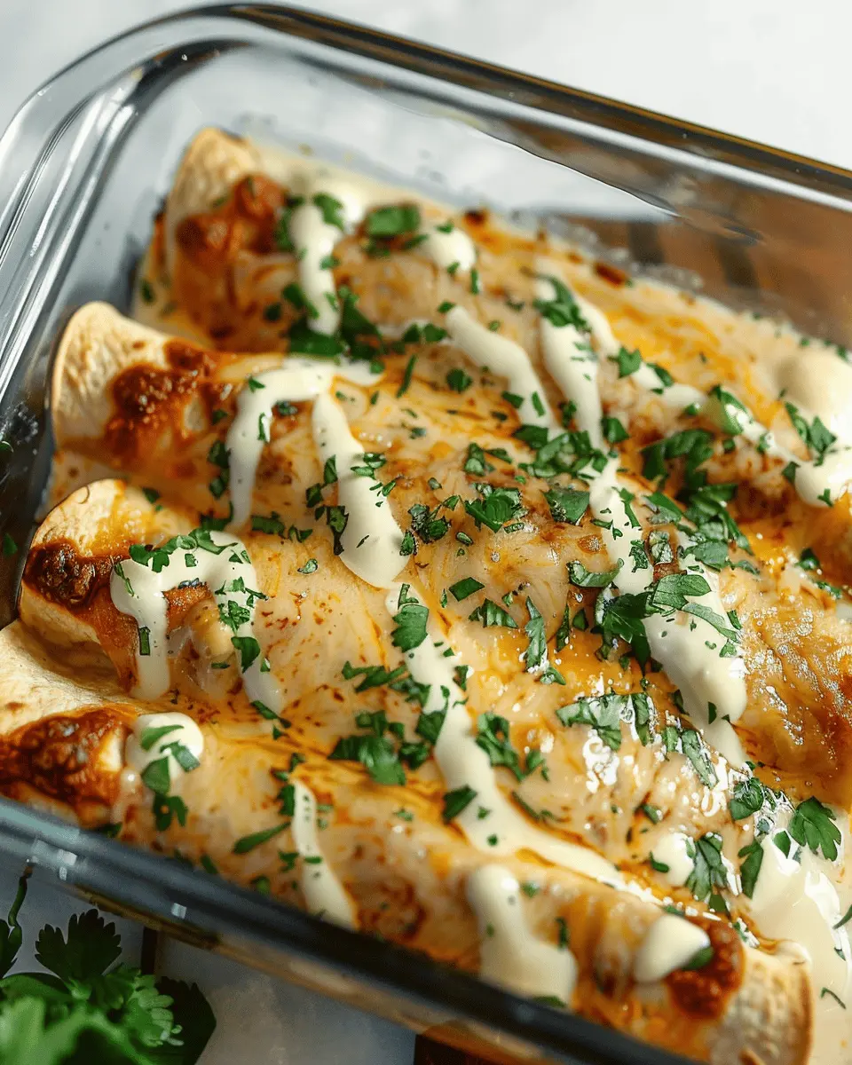 Shredded Chicken Enchiladas with Cheesy Sour Cream Bliss