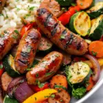 10 Minute Air Fryer Chicken Sausage and Veggies
