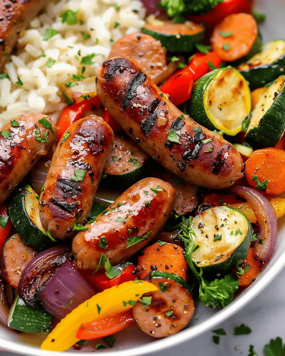 10 Minute Air Fryer Chicken Sausage and Veggies Made Easy
