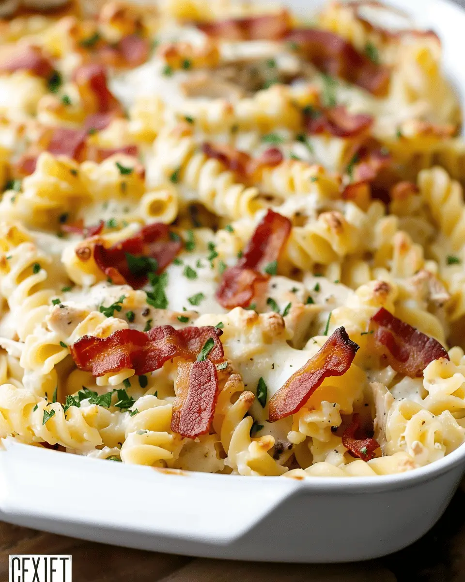 Irresistible Cheesy Turkey Bacon Ranch Chicken Pasta Bake Delight