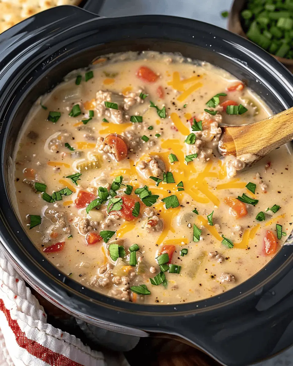 Easy Crockpot Cheeseburger Soup for Cozy Nights with Turkey Bacon
