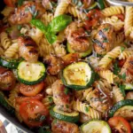 Chicken Sausages with Zucchini, Tomatoes, and Pasta