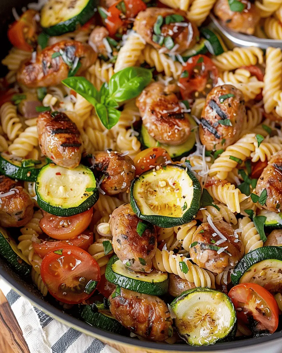 Chicken Sausages with Zucchini, Tomatoes, and Pasta Made Easy