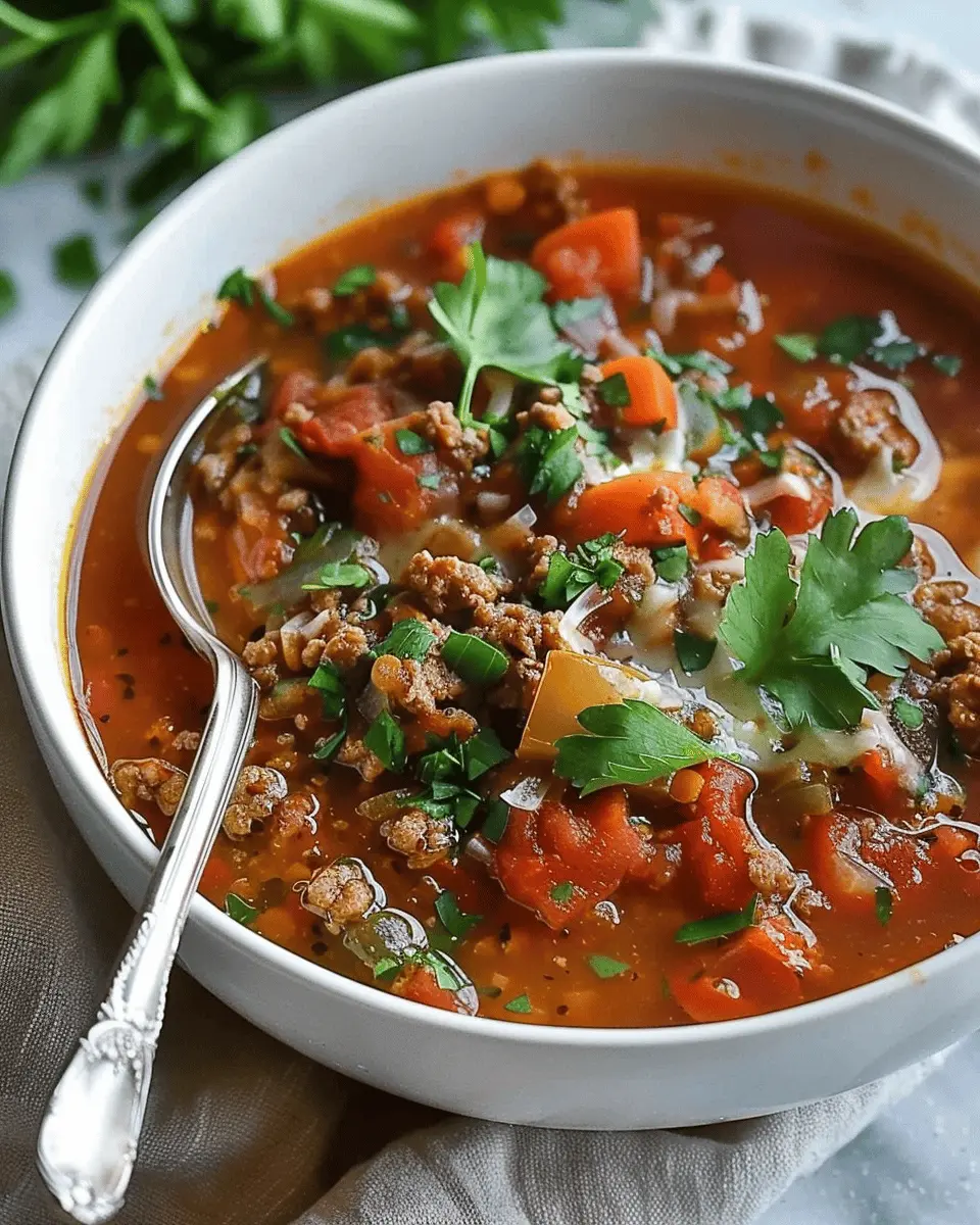 High Protein Stuffed Pepper Soup with Turkey Bacon Twist