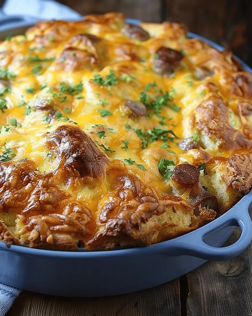 Cheesy Sausage Pull Apart Breakfast Bake with Turkey Bacon Delight