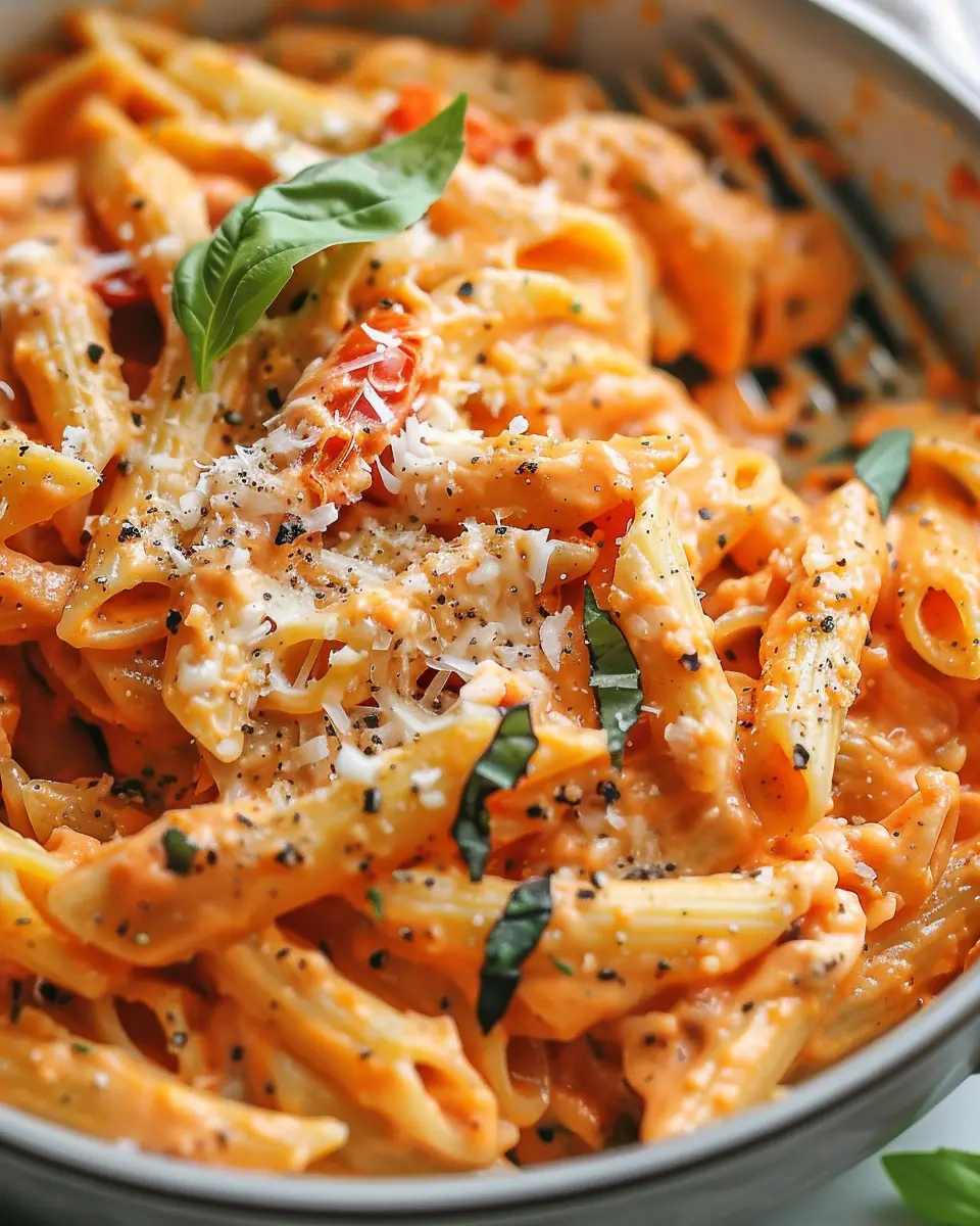 One Pot Creamy Tomato Pasta with Turkey Bacon: Easy and Delicious