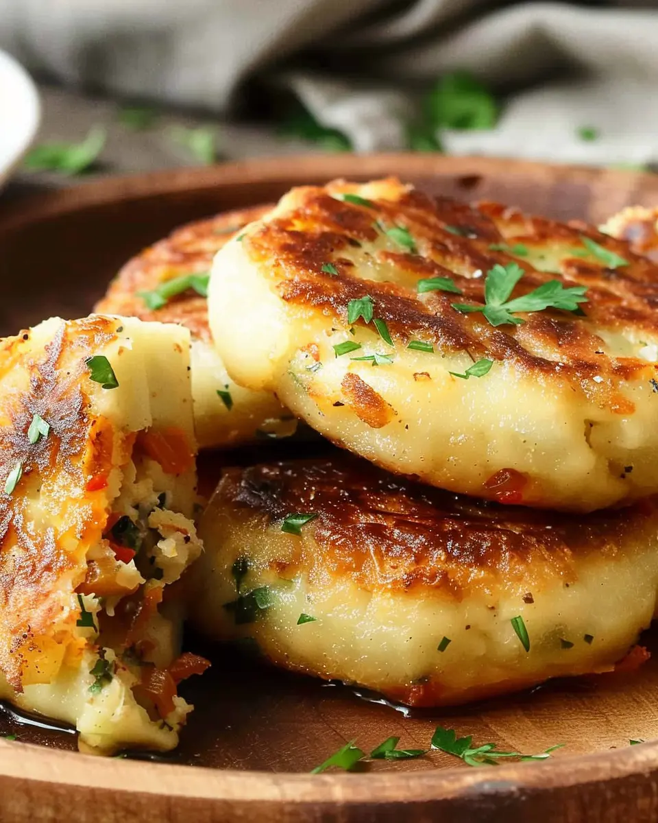 Quick Easy Stuffed Potato Cakes with Turkey Bacon and Chicken Ham