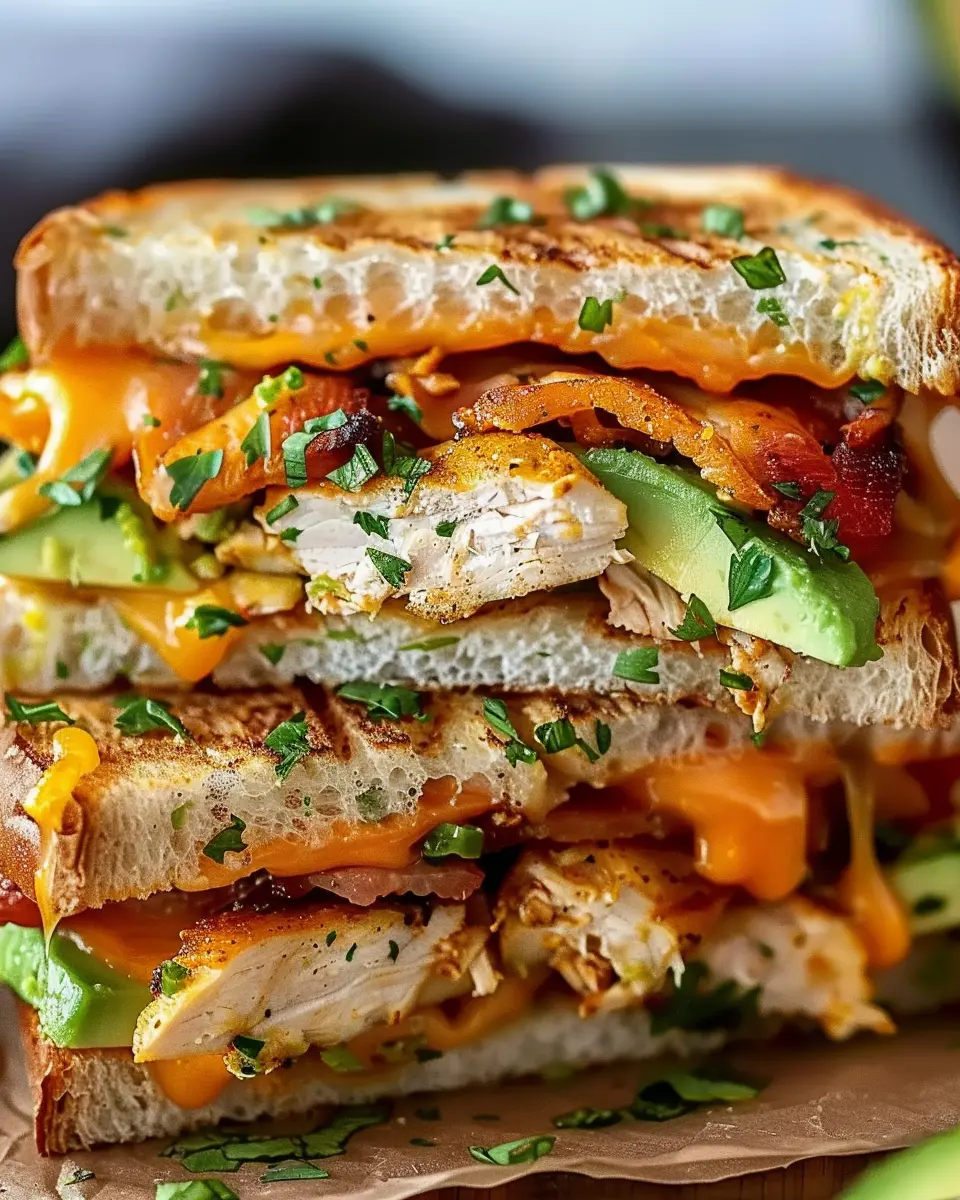 Chicken Avocado Melt Sandwich with Savory Turkey Bacon Bliss