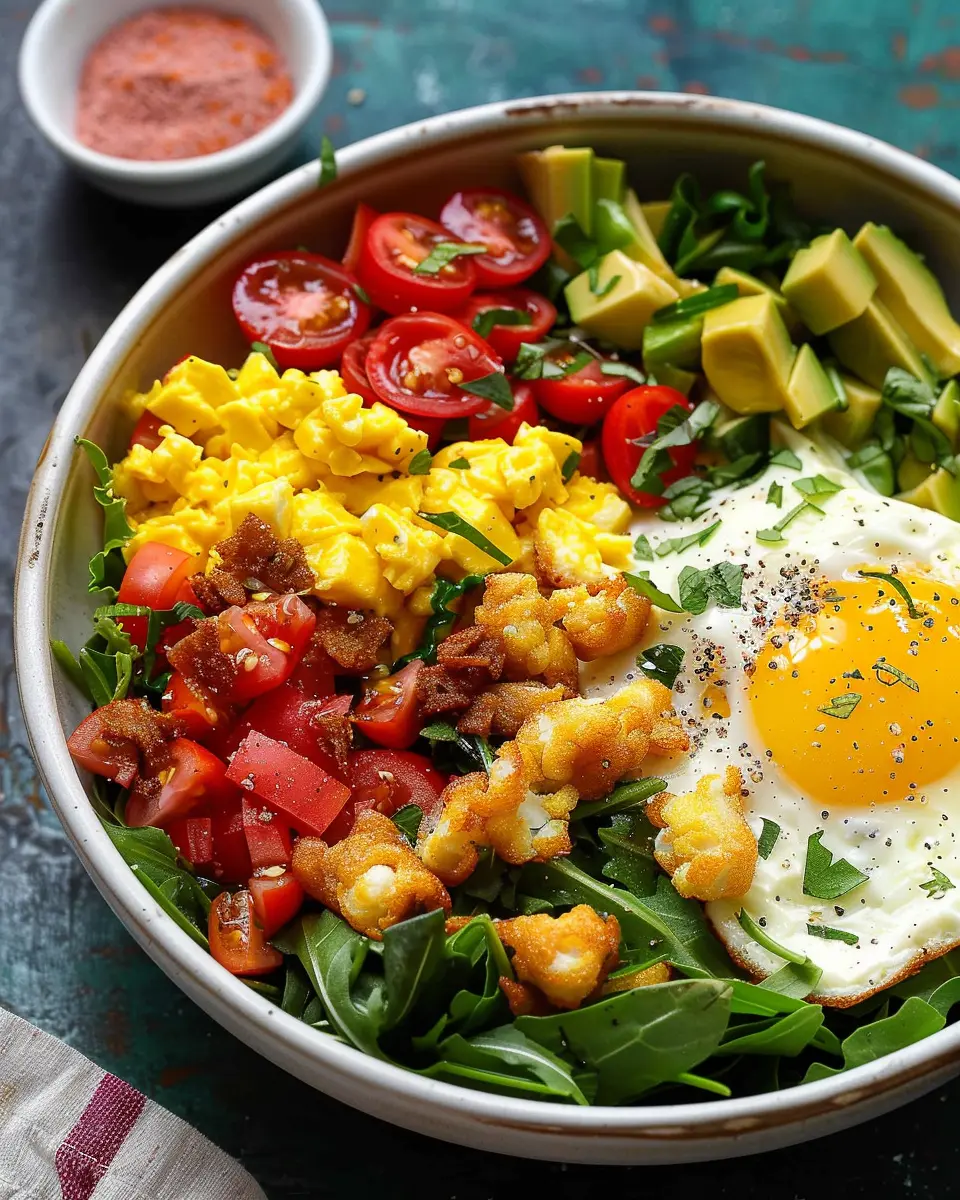 Breakfast Scramble Bowl: Easy Comfort Food with Turkey Bacon and Chicken Ham