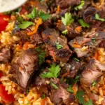 Creamy Queso Rice with Juicy Steak Strips