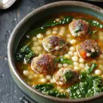 Meatball Kale Soup with Couscous