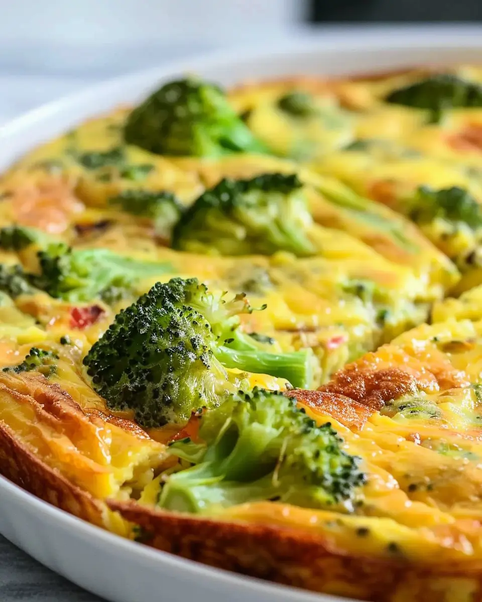Cheesy Broccoli Frittata: Easy Recipe with Turkey Bacon and Chicken Ham