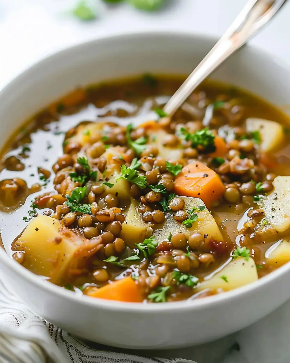 Easy Lentil Potato Soup: A Comforting Twist with Turkey Bacon