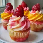 Mango Strawberry Sunset Cupcakes