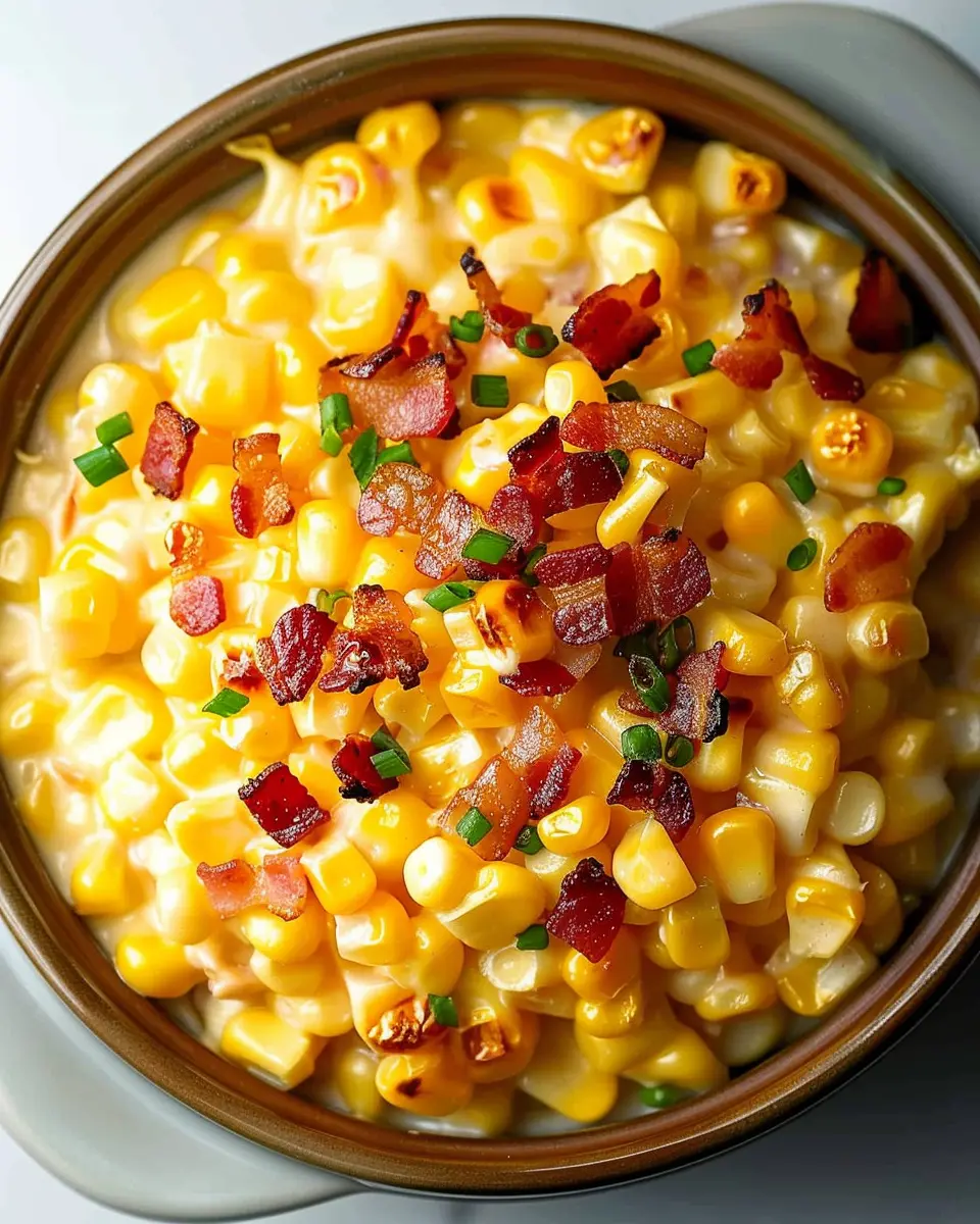 Slow Cooker Cheddar Corn with Turkey Bacon: A Creamy Delight
