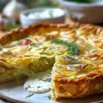Crispy Cabbage Pie with Dill Cream Sauce