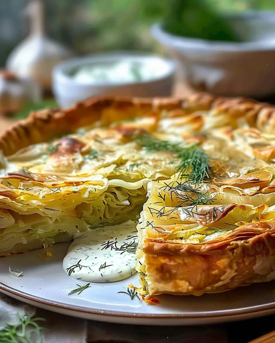 Crispy Cabbage Pie with Dill Cream Sauce: A Delightful Twist