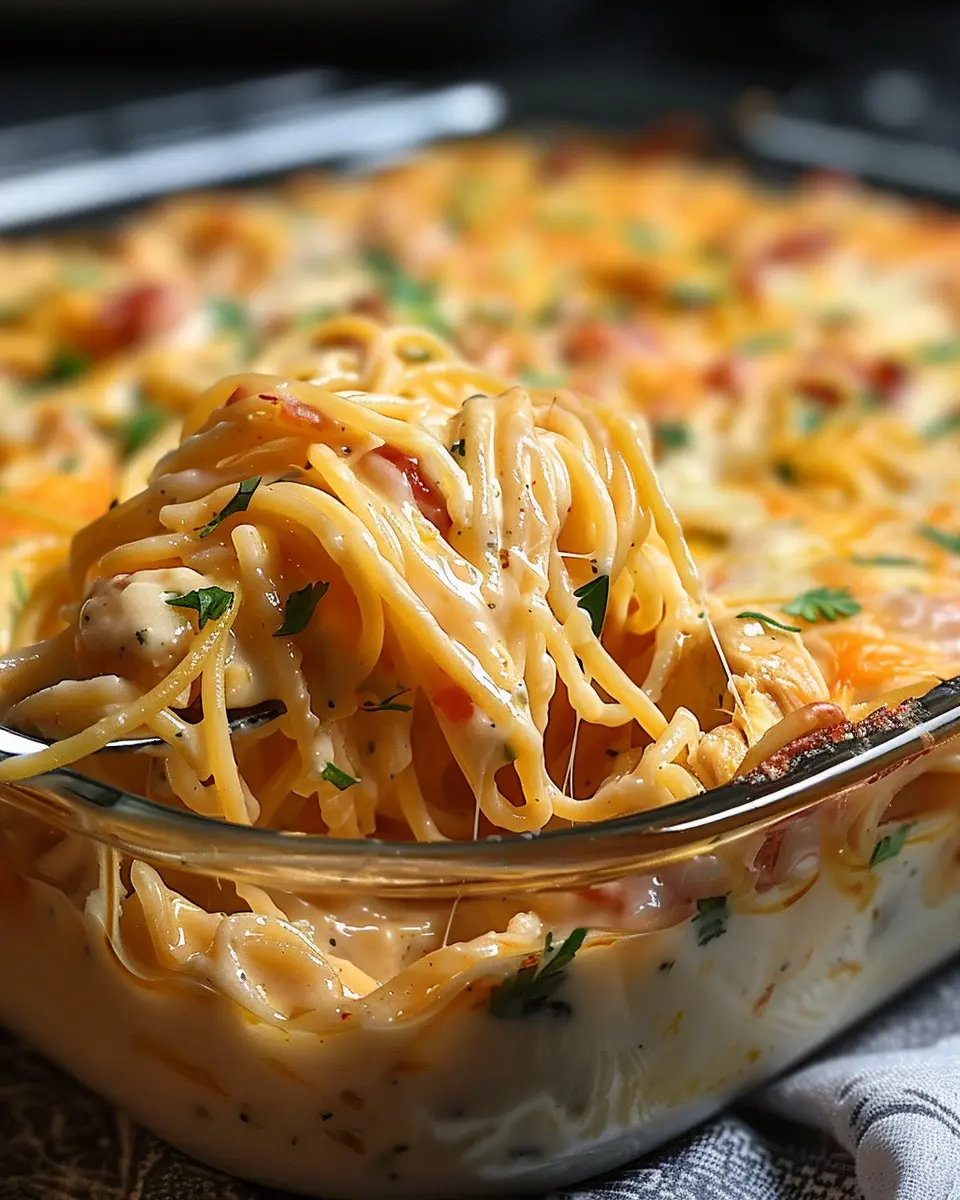 Spicy Southern Cheesy Chicken Spaghetti Casserole Delight: Easy Comfort Food