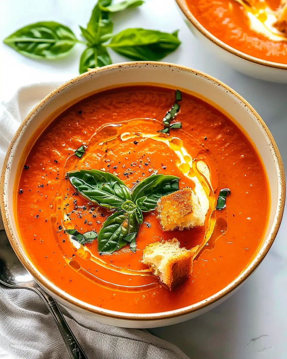 Best Tomato Soup Recipe with Turkey Bacon and Fresh Herbs