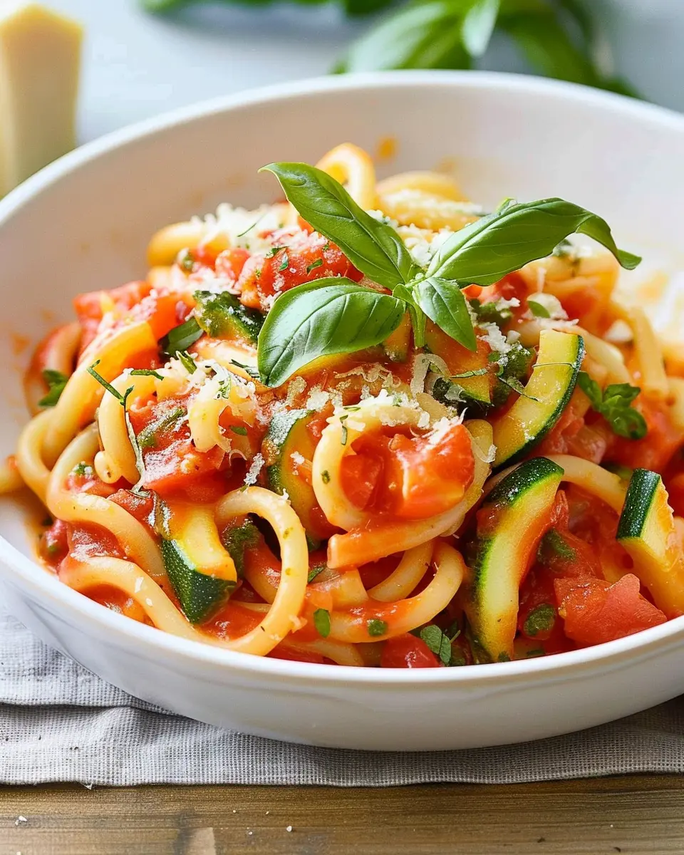 Tomato Zucchini Pasta with Turkey Bacon: Easy &amp; Satisfying Delight