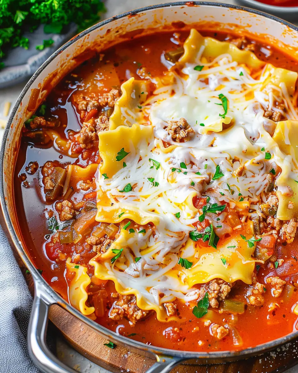 One Pot Lasagna Soup: Easy Comfort Food with Turkey Bacon and Chicken Ham