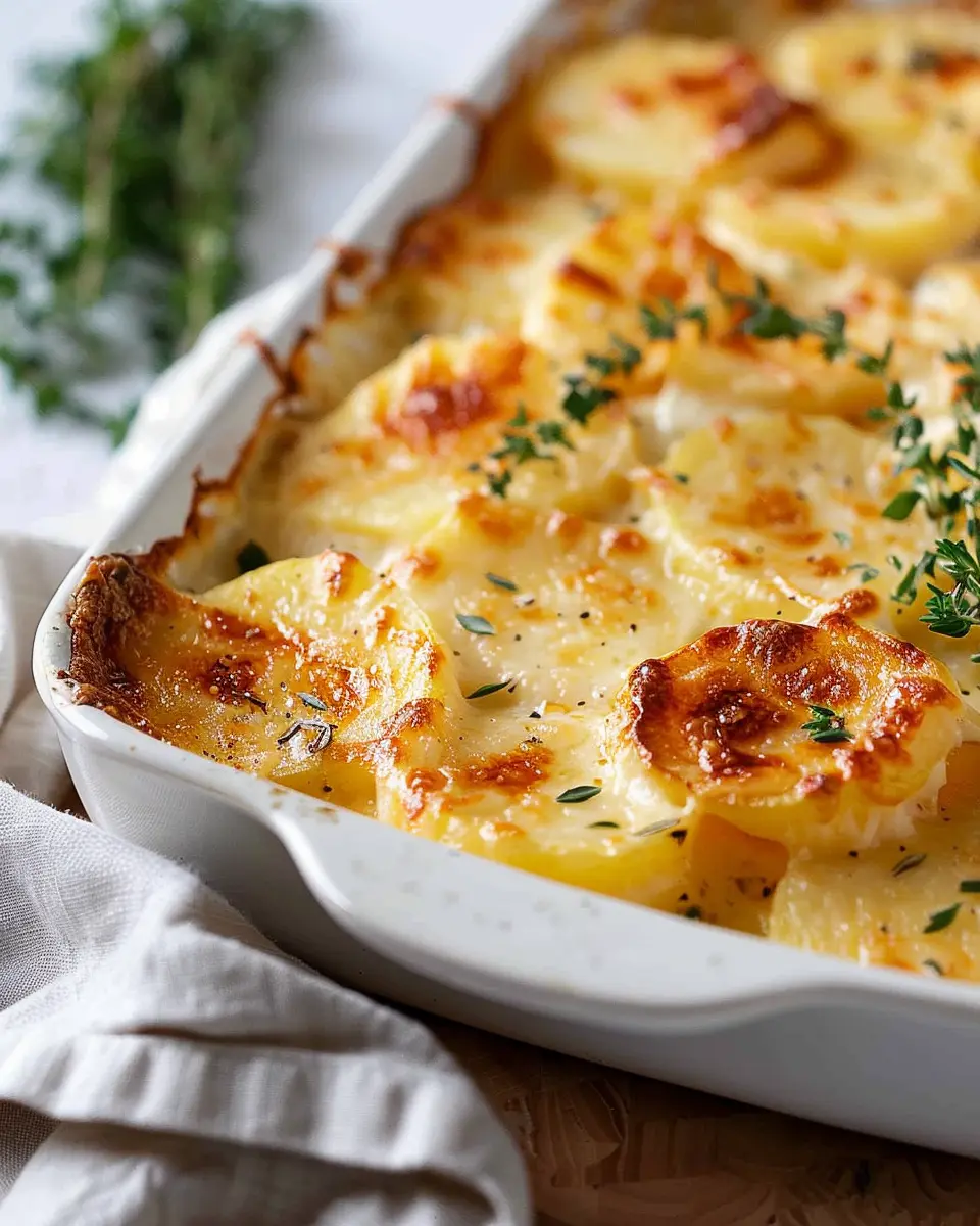 Cheesy Scalloped Potatoes with Turkey Bacon and Chicken Ham Delight