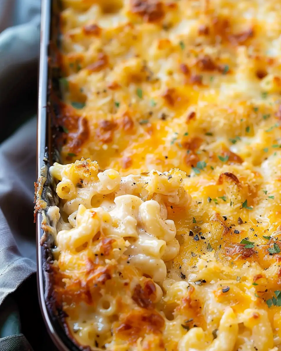 Creamy Baked Mac and Cheese Casserole with Turkey Bacon Delight